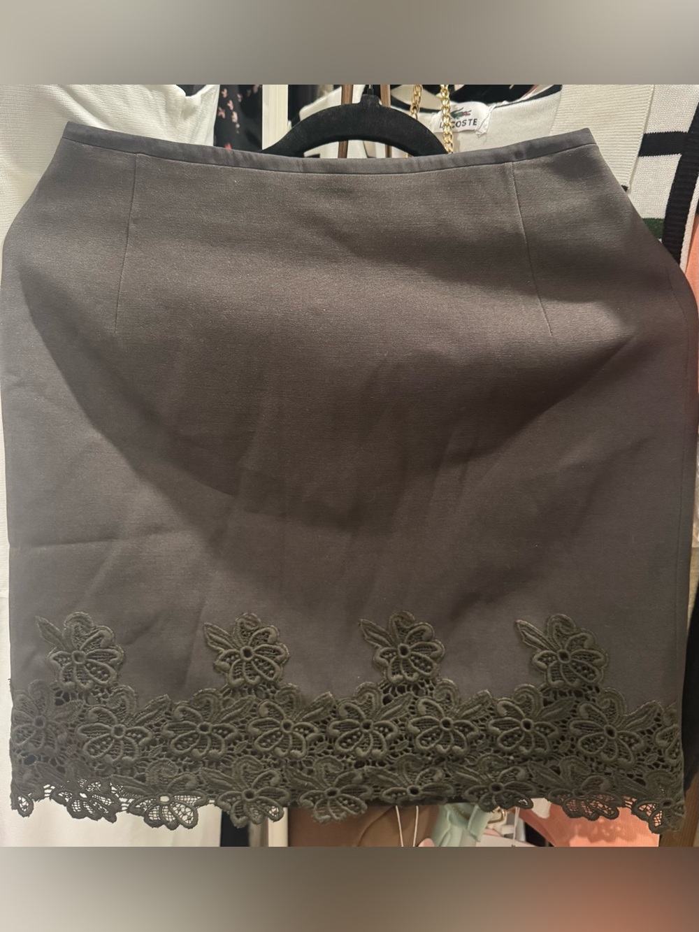 Black Skirt with Floral Lace Hem